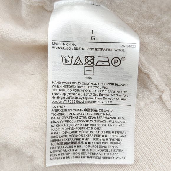 Banana Republic Womens Merino Wool Sweater Large Beige Button Up Knit V-Neck - Picture 12 of 12